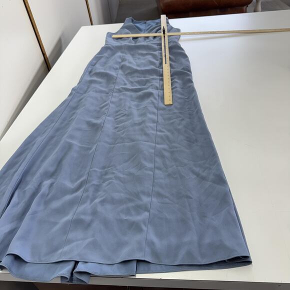 After Six Dress Womens 8R Larkspur Blue V Neck Keyhole Crepe Trumpet Gown 6821 - Picture 10 of 10